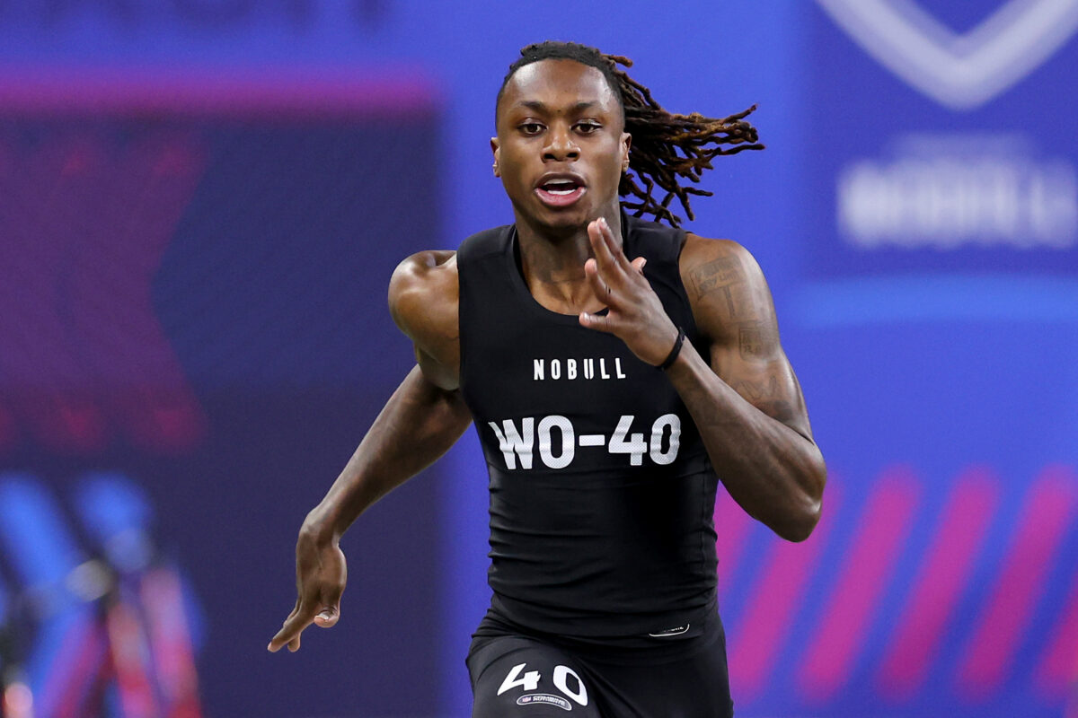 Texas WR Xavier Worthy sets scouting combine record with 4.21-second 40-yard dash