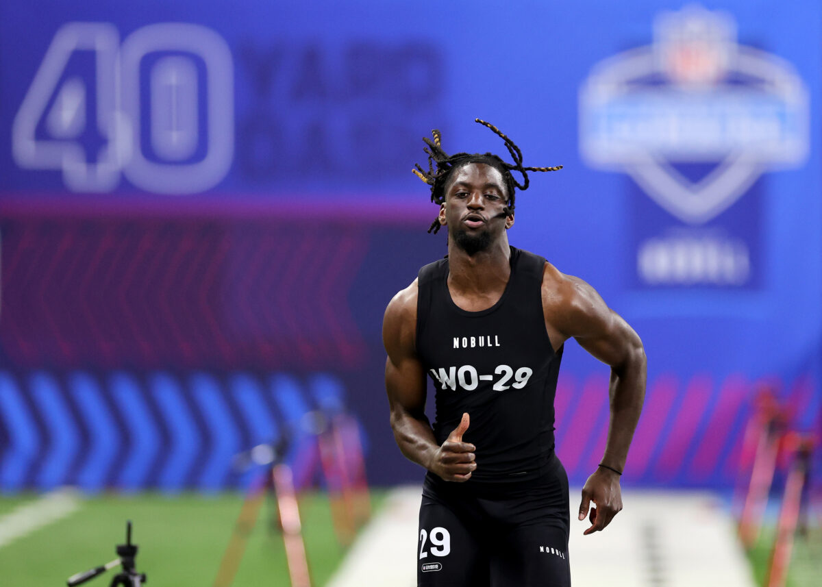 Photos of LSU players at the 2024 NFL combine, including Brian Thomas Jr.’s historic performance