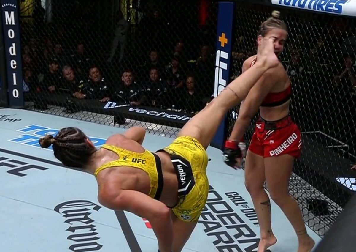 UFC free fight: Amanda Ribas lands perfect spinning wheel kick KO on Luana Pinheiro