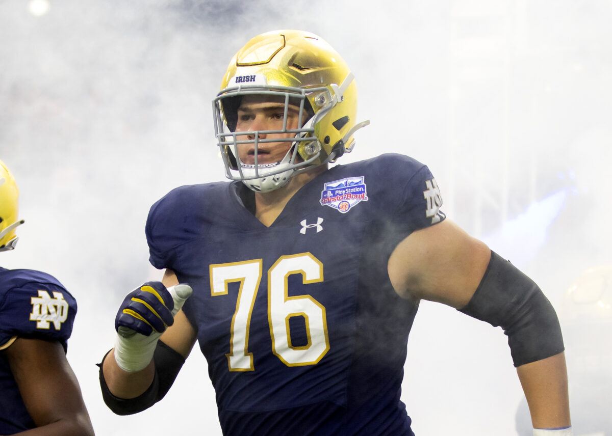 Broncos OL coach Zach Strief worked out Joe Alt at Notre Dame’s pro day