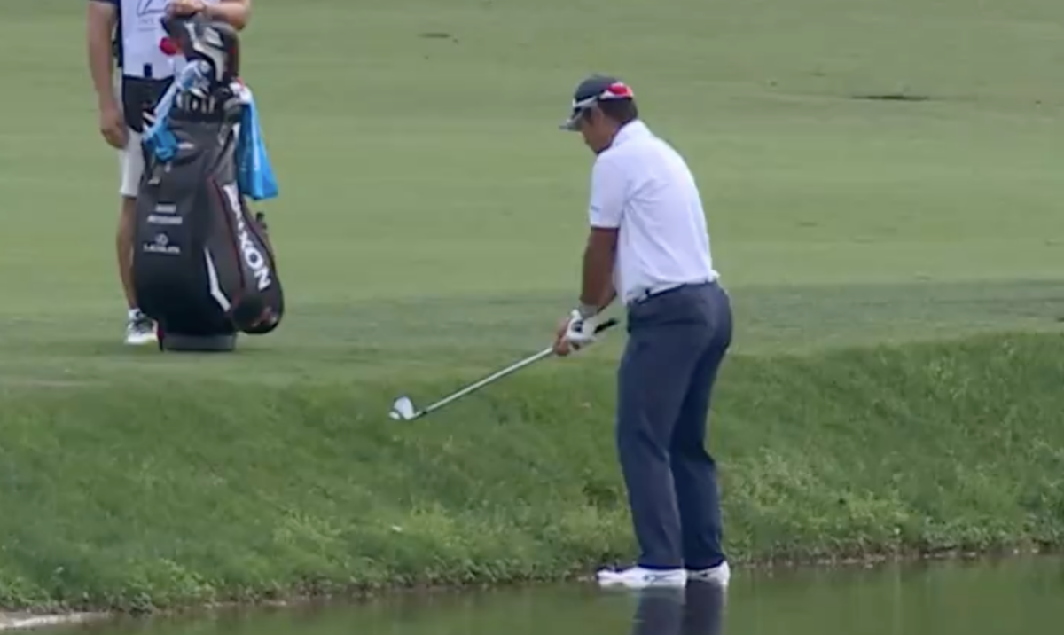 Watch: Hideki Matsuyama nearly holes out for eagle while standing in lake at Bay Hill