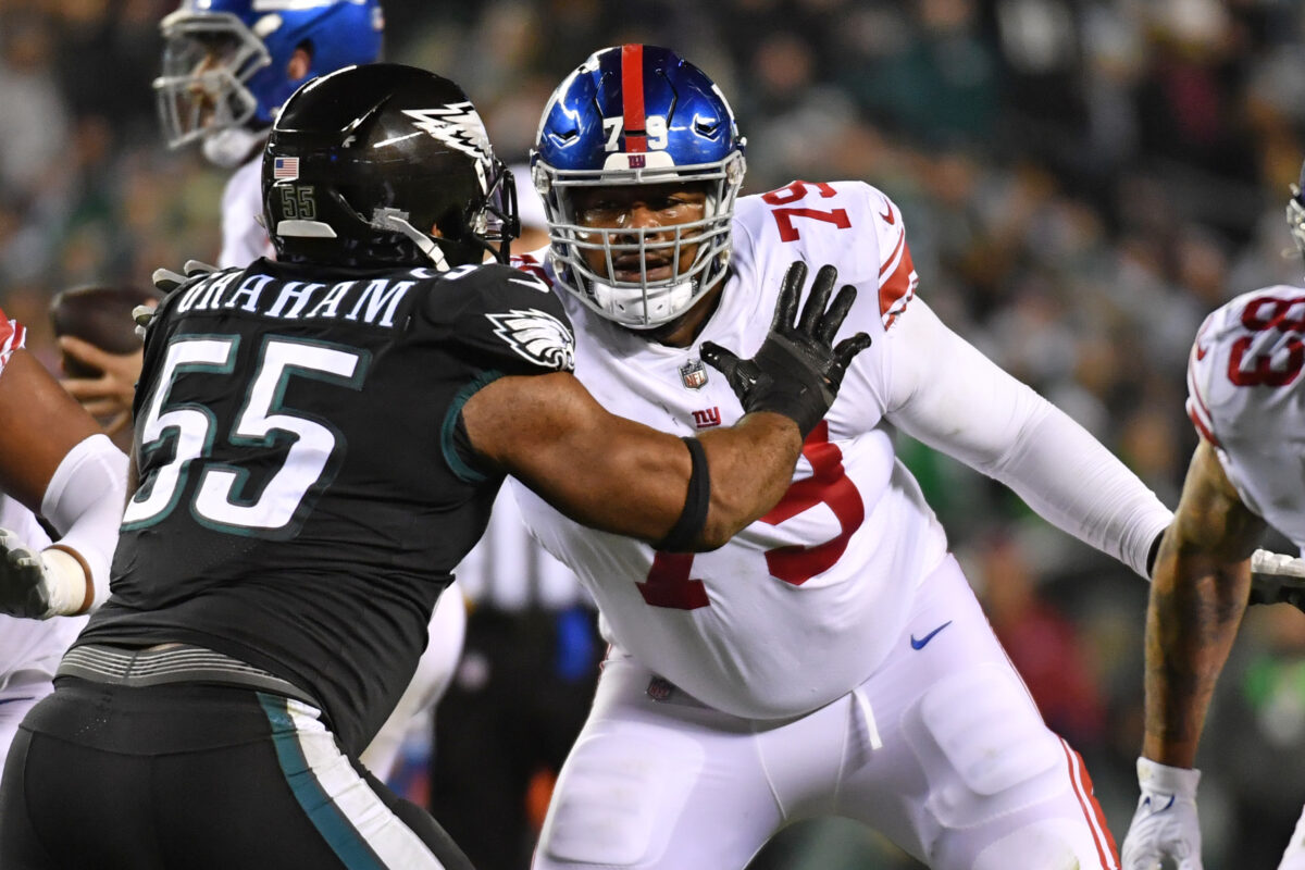 WATCH: Brandon Graham is the first to meet and welcome Saquon Barkley to Eagles