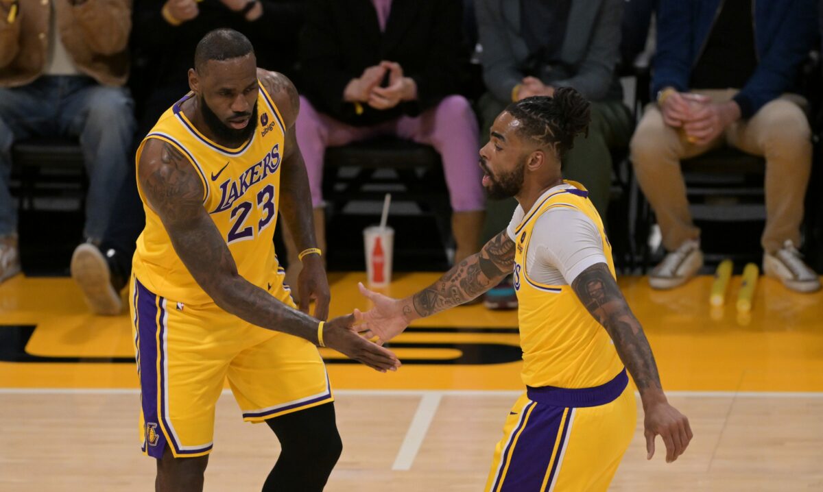 LeBron James gives a shoutout to D’Angelo Russell for his huge game