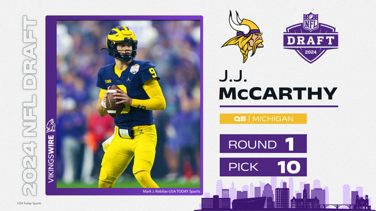 Vikings select QB J.J. McCarthy with 10th overall pick in 2024 NFL Draft