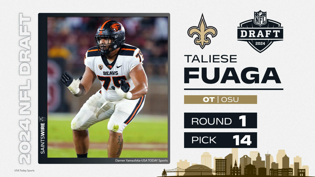2024 NFL draft grades: New Orleans Saints pick RT Taliese Fuaga at No. 14 overall
