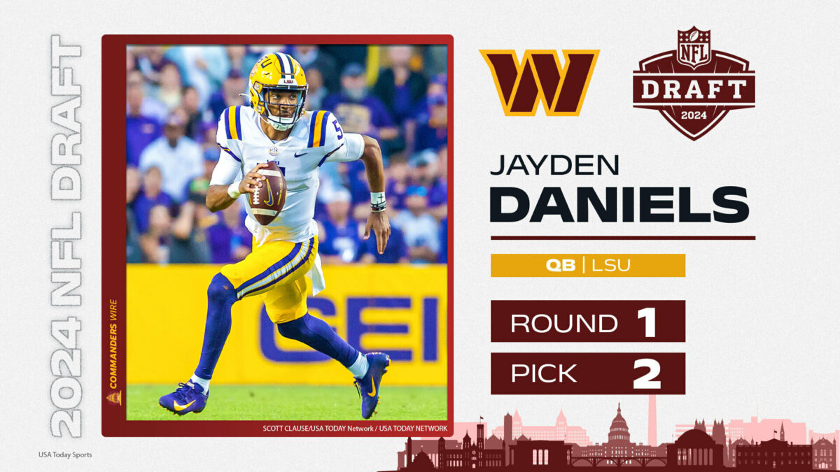 LSU QB Jayden Daniels selected by Washington Commanders with 2nd overall pick in 2024 NFL draft