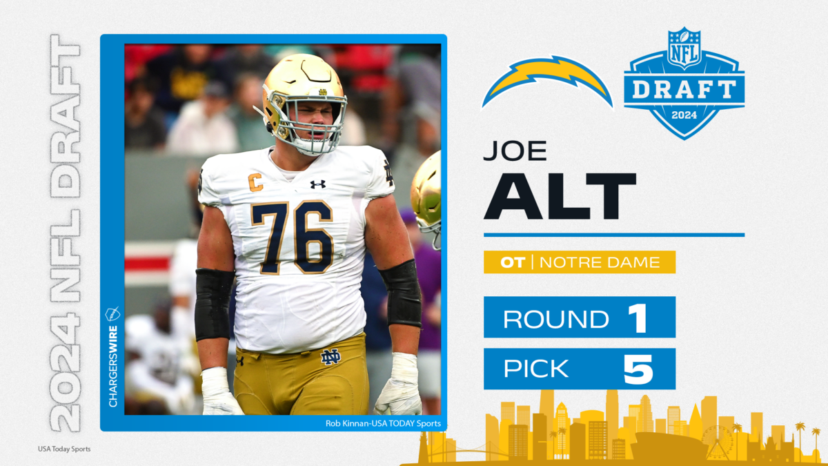 Joe Alt NFL draft grade for the Los Angeles Chargers’ first-round pick in 2024