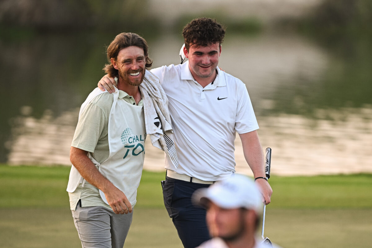 Tommy Fleetwood traded his clubs for his stepson’s as a caddie at Challenge Tour event