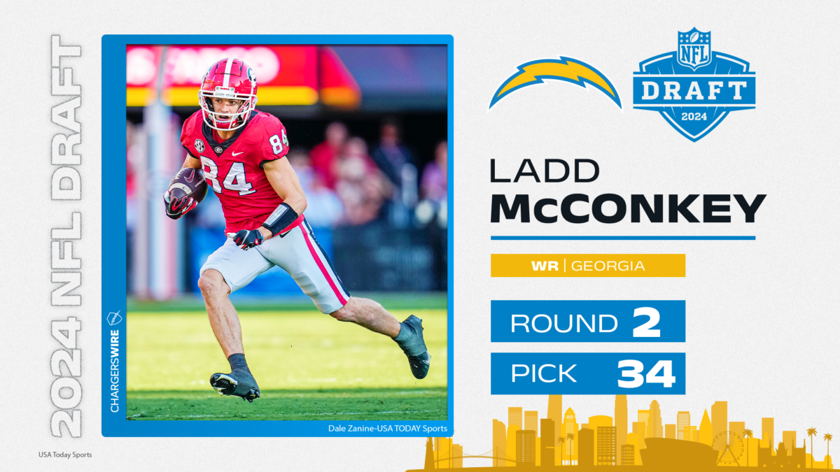 Georgia wide receiver Ladd McConkey goes No. 34 overall to the Los Angeles Chargers in 2024 NFL draft