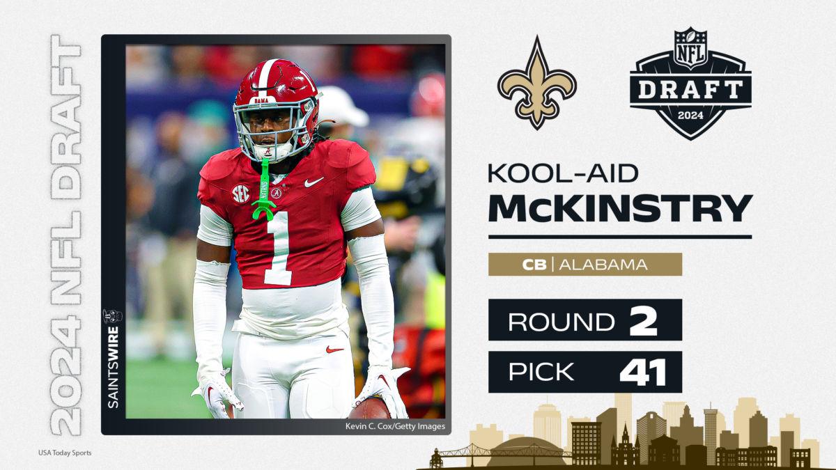 Kool-Aid McKinstry selected by New Orleans Saints in second round of 2024 NFL draft
