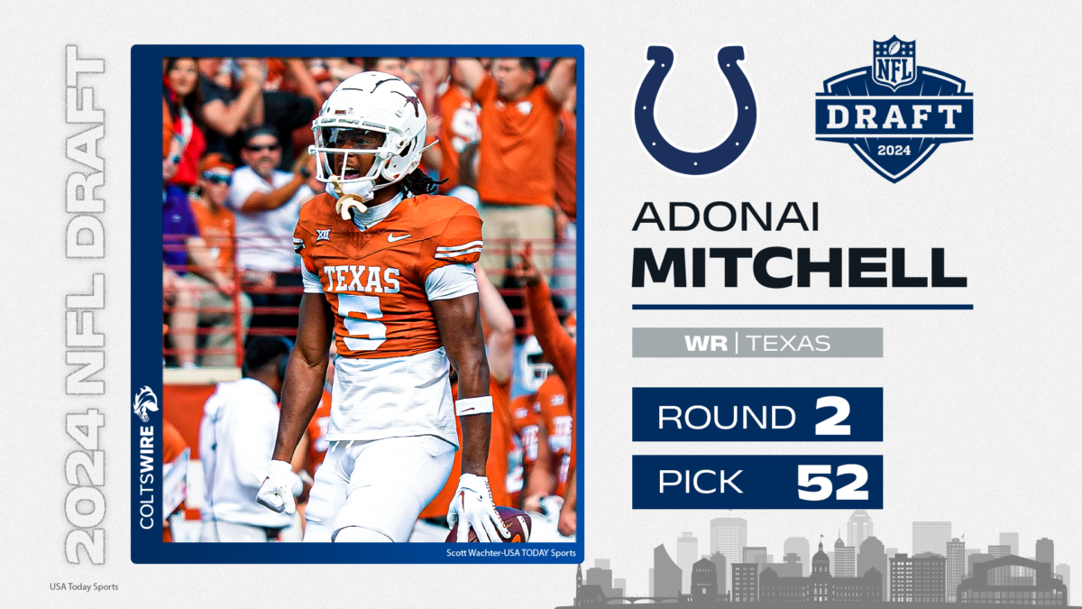 Texas WR Adonai Mitchell drafted by Colts in second round of 2024 NFL draft