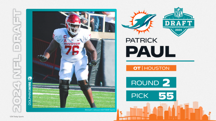 Dolphins pick Houston OT Patrick Paul at No. 55 in 2024 NFL draft