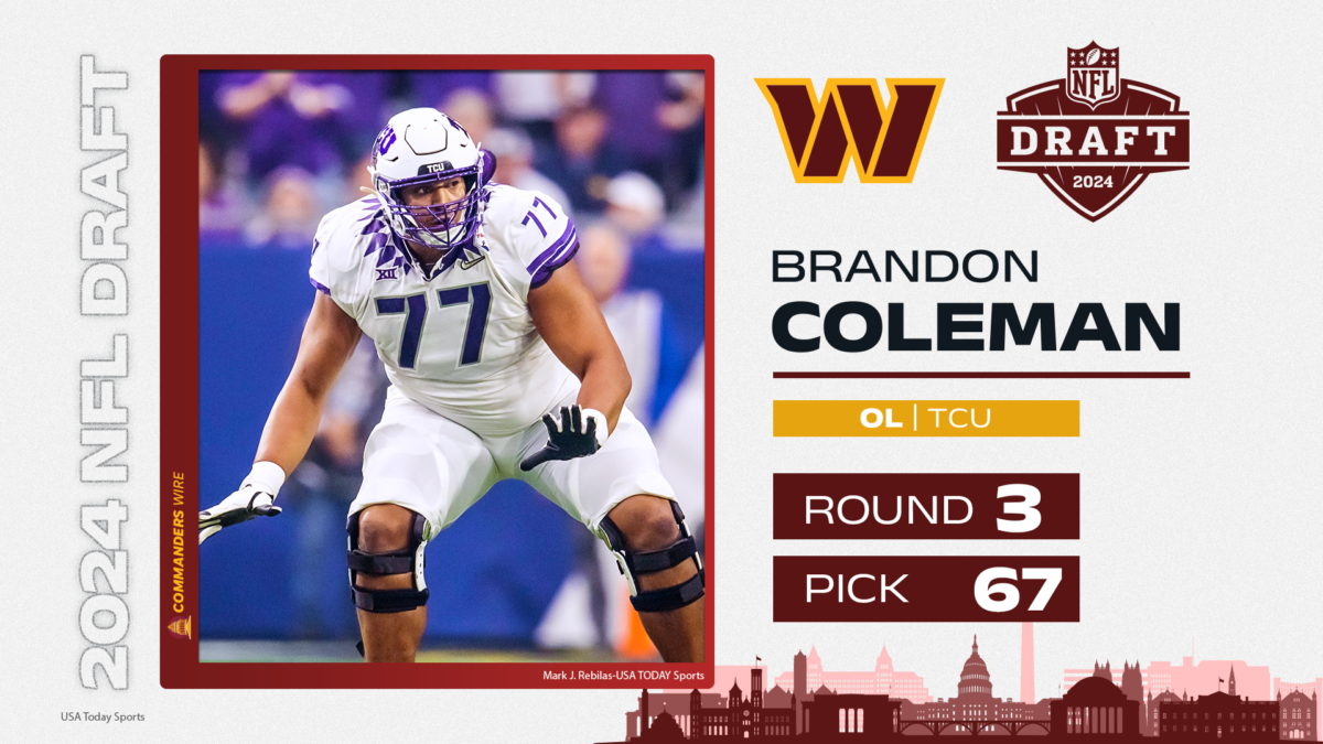 Commanders select TCU OL Brandon Coleman in the 3rd round of the NFL draft
