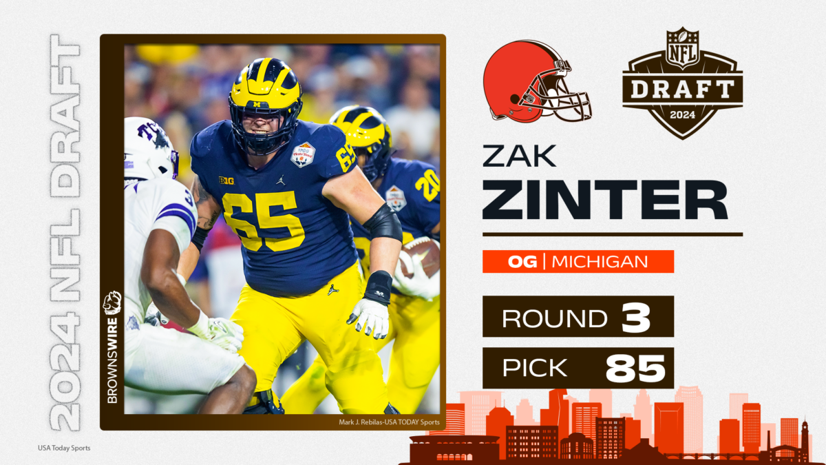 Browns draft Michigan OL Zak Zinter with 85th overall pick in 2024 NFL draft