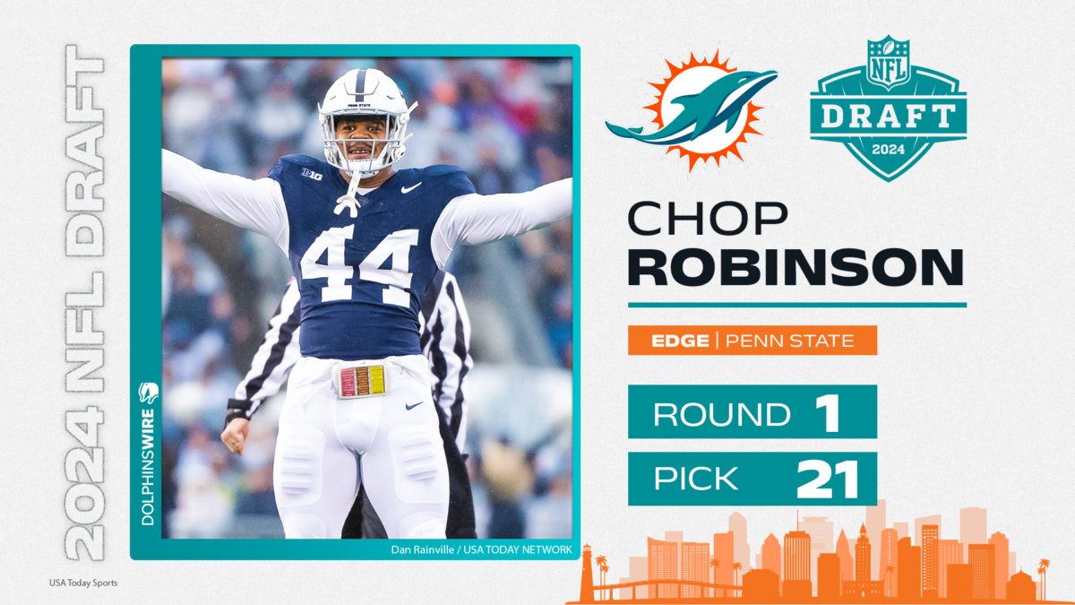 Dolphins select Chop Robinson at pick No. 21 in NFL draft