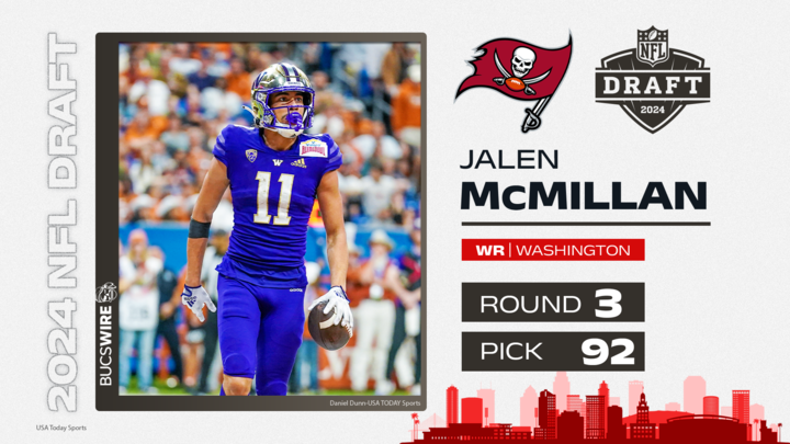 Tampa Bay Buccaneers WR Jalen McMillan with No. 92 pick