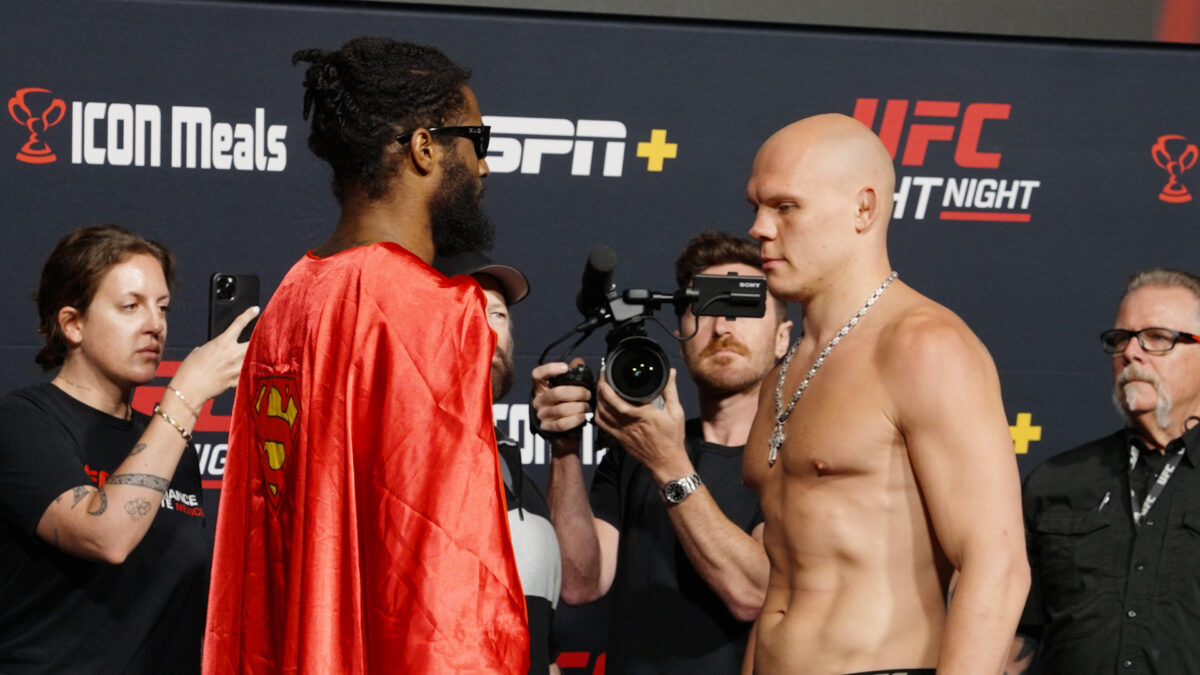 UFC on ESPN 55 weigh-in faceoff highlights video, photo gallery