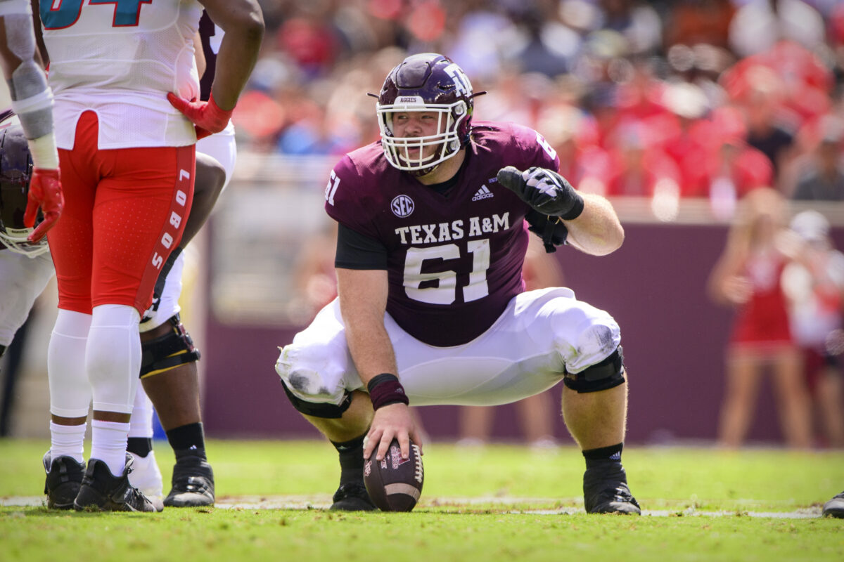 Report: Texas A&M starting center Bryce Foster will enter the transfer portal