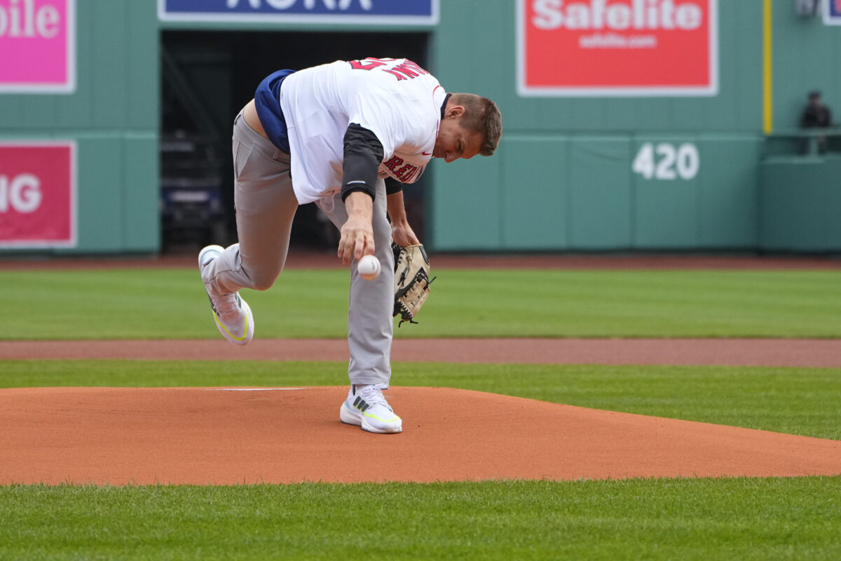 Rob Gronkowski spiked his first pitch for the Red Sox and, honestly, what did we expect?