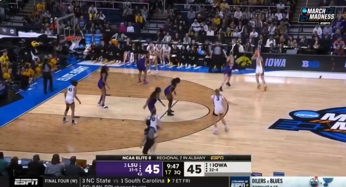 Ryan Ruocco delivered the funniest call of a thrilling Caitlin Clark 3-pointer during LSU vs. Iowa