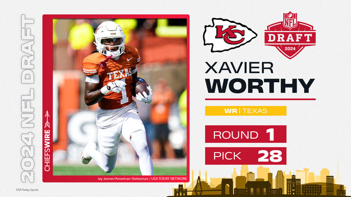 Speedy Texas WR Xavier Worthy selected by Chiefs in first round of 2024 NFL draft