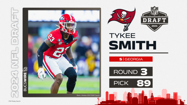 Georgia defensive back Tykee Smith goes No. 89 overall to the Tampa Bay Buccaneers in the 2024 NFL draft