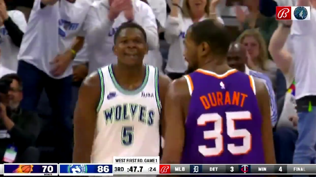 Kevin Durant had to smile at a fired-up Anthony Edwards trash-talking him during Suns-Timberwolves