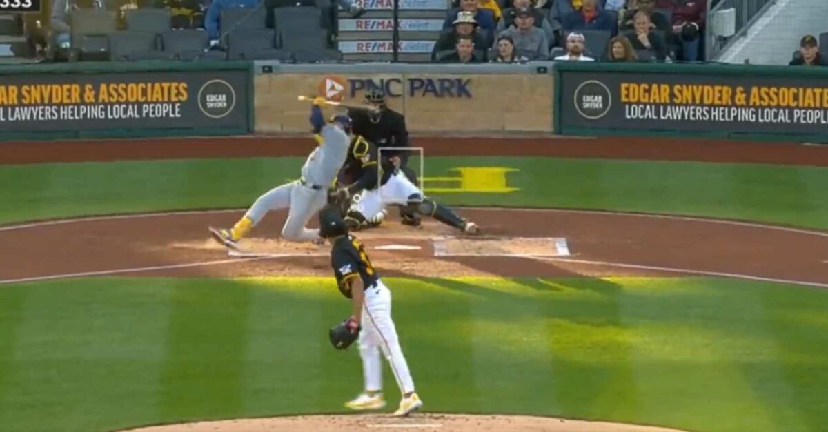 The Pirates’ Jared Jones embarrassed Brice Turang with a devastating pitch that struck him out while falling