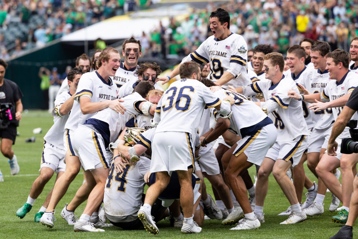 Marcus Freeman celebrates Notre Dame lacrosse’s national championship