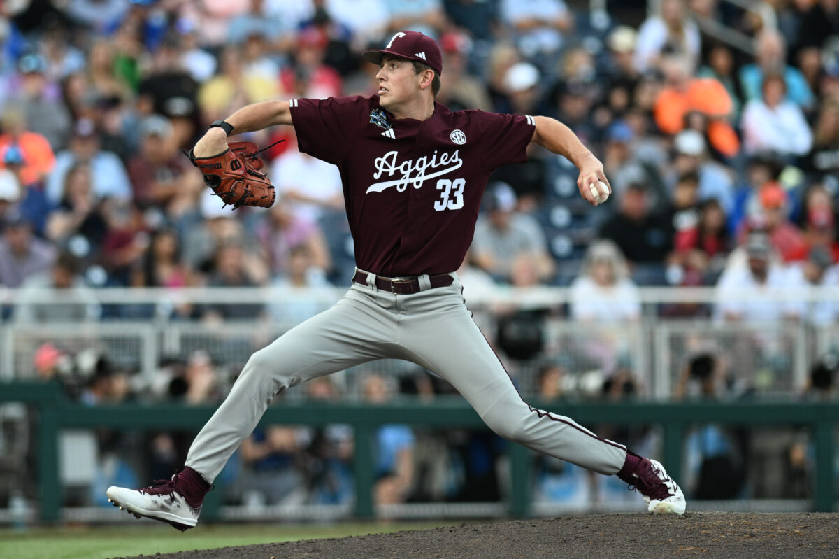 ‘Self-confidence’ propelled Aggies LHP Justin Lamkin to set Texas A&M record for Ks at CWS