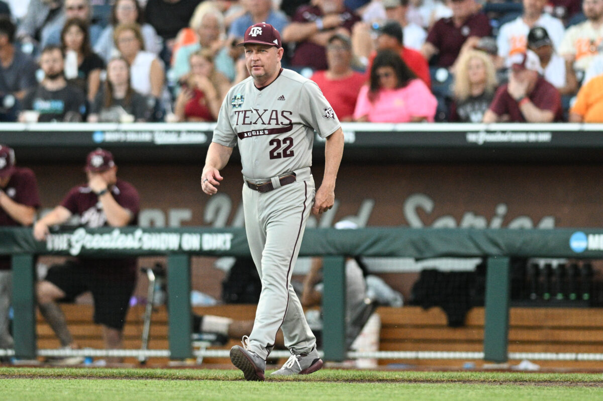 Coach Schlossnagle reflects after Texas A&M defeats top seed Tennessee to start CWS finals