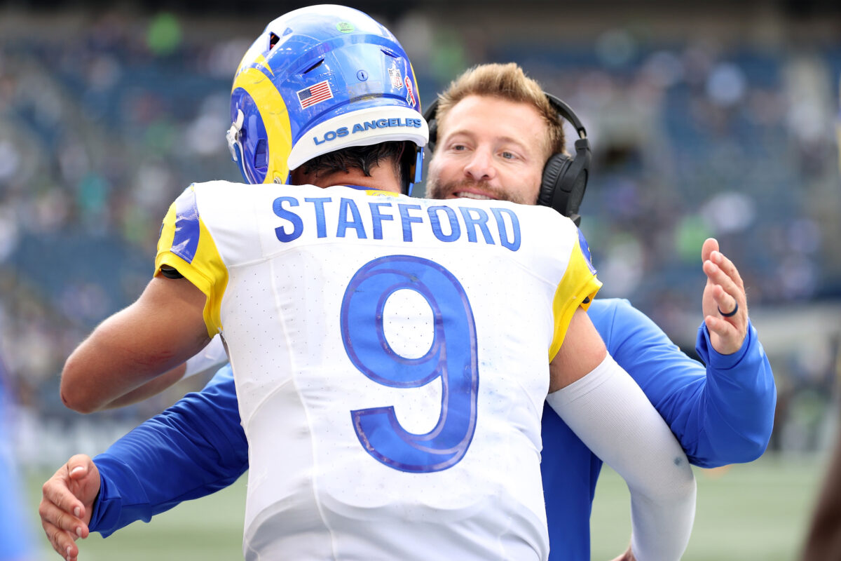 Watch: Matthew Stafford gave his game ball back to Sean McVay for an awesome reason