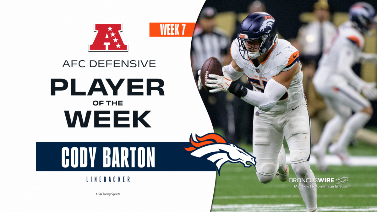 Broncos LB Cody Barton named AFC Defensive Player of the Week