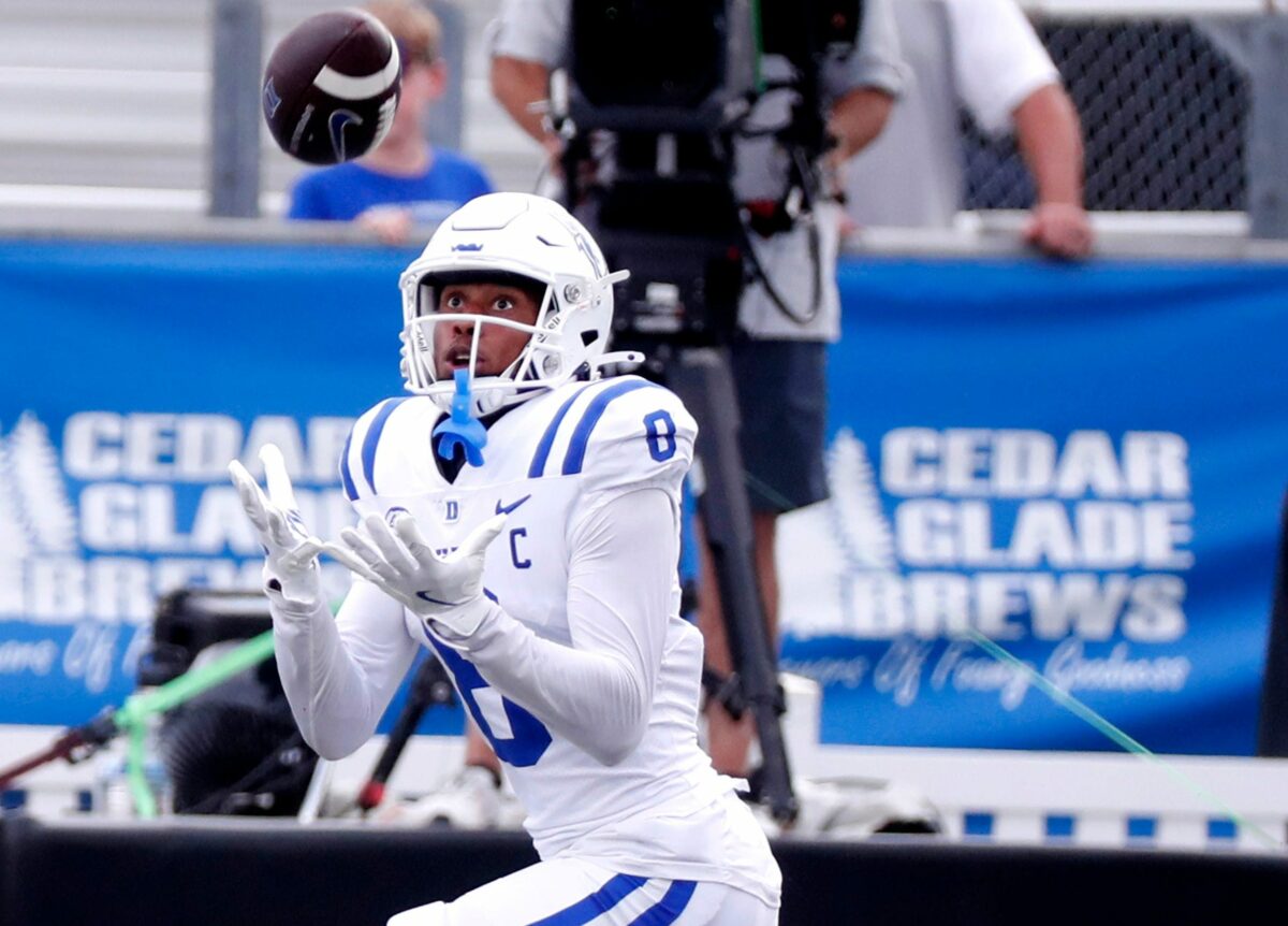 Injury update for Duke WR Jordan Moore from head coach Manny Diaz