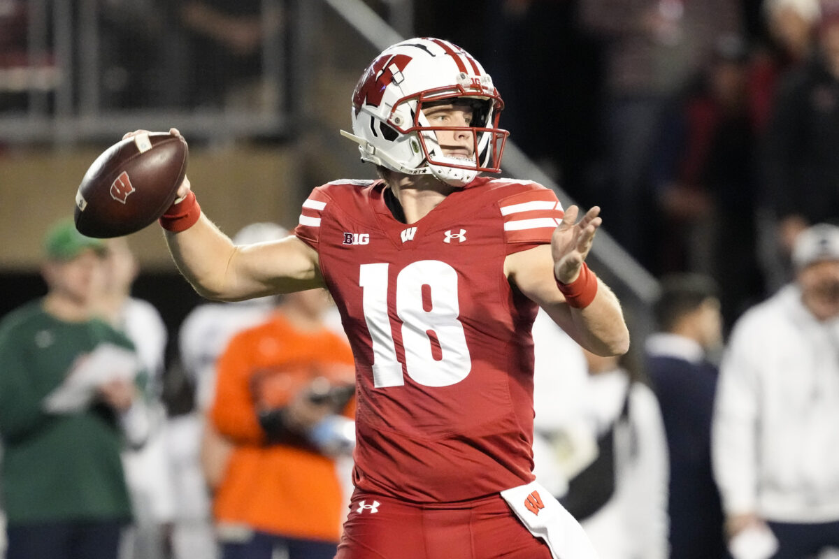 Wisconsin quarterback Braedyn Locke discusses pick-six vs. Penn State