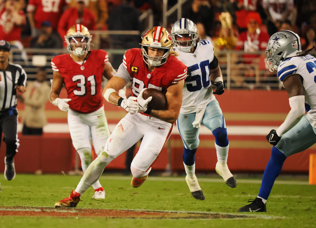 George Kittle celebrates National Tight Ends Day with TD vs. Cowboys