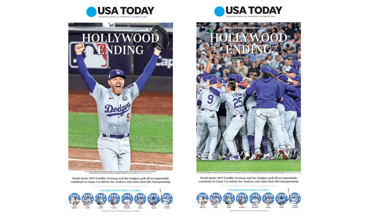 Check out these LA Dodgers commemorative World Series champion framed newspapers