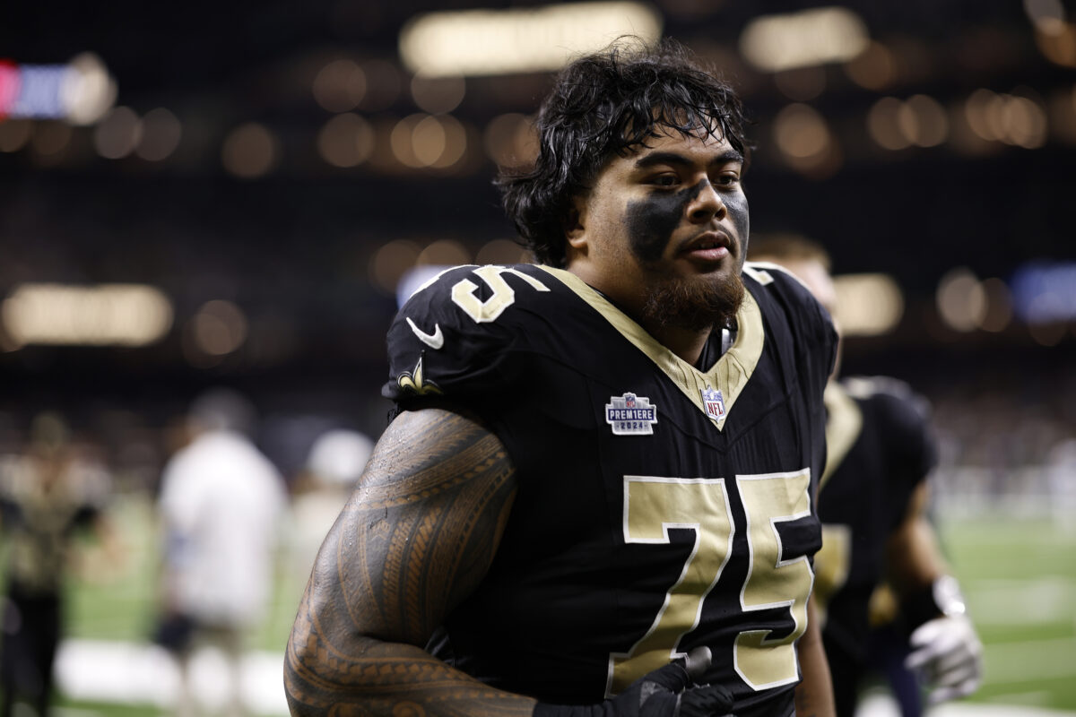 Saints rookie Taliese Fuaga dealing with thigh injury vs. Falcons