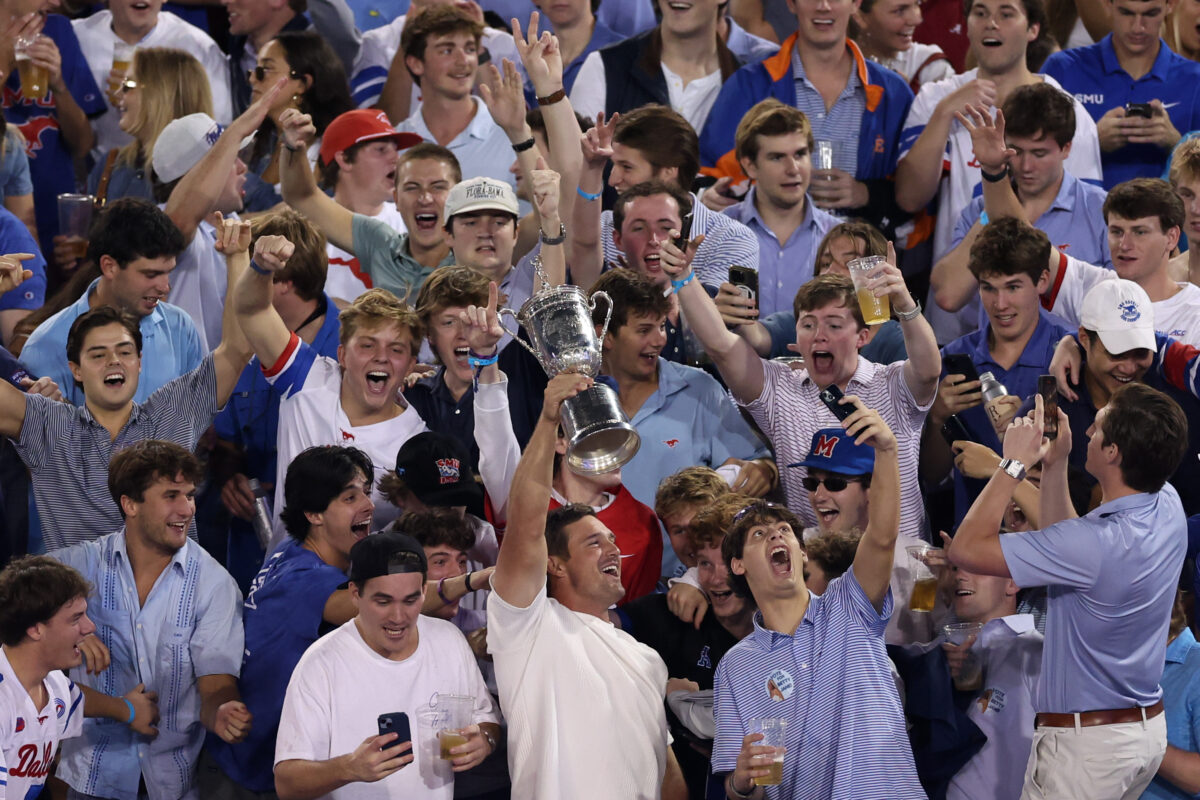 Watch: Bryson DeChambeau partied at the SMU football game in the student section with his U.S. Open trophy