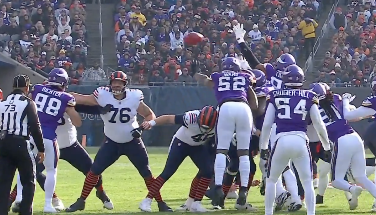 The Vikings blocked a Bears field goal from basically the same place they lost to the Packers