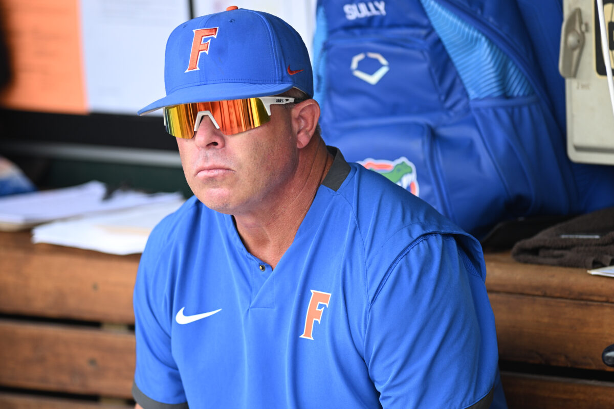 Florida baseball’s Kevin O’Sullivan reacts to final fall exhibitions vs. USF