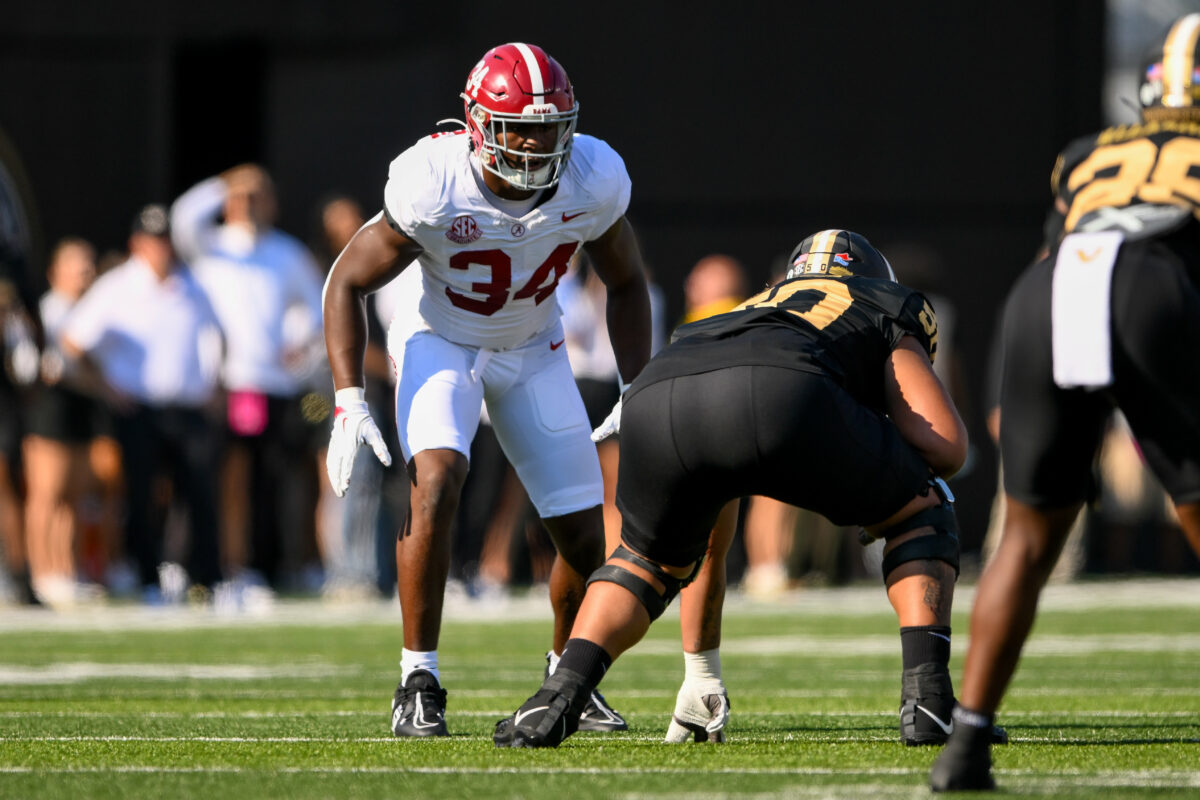 Alabama’s sack leader to reportedly miss remainder of 2024 season