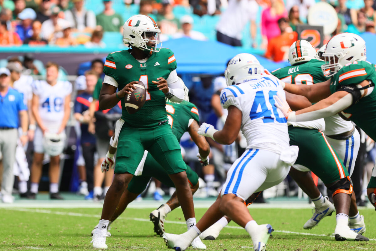 Miami leads five ACC teams in latest AP Poll Top 25 after Week 10