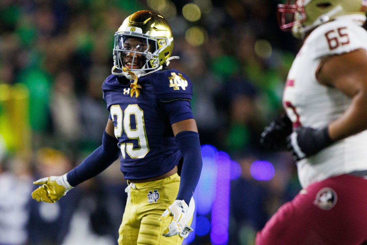 Notre Dame Week 14 highlight: Christian Gray’s pick-six at USC spells redemption