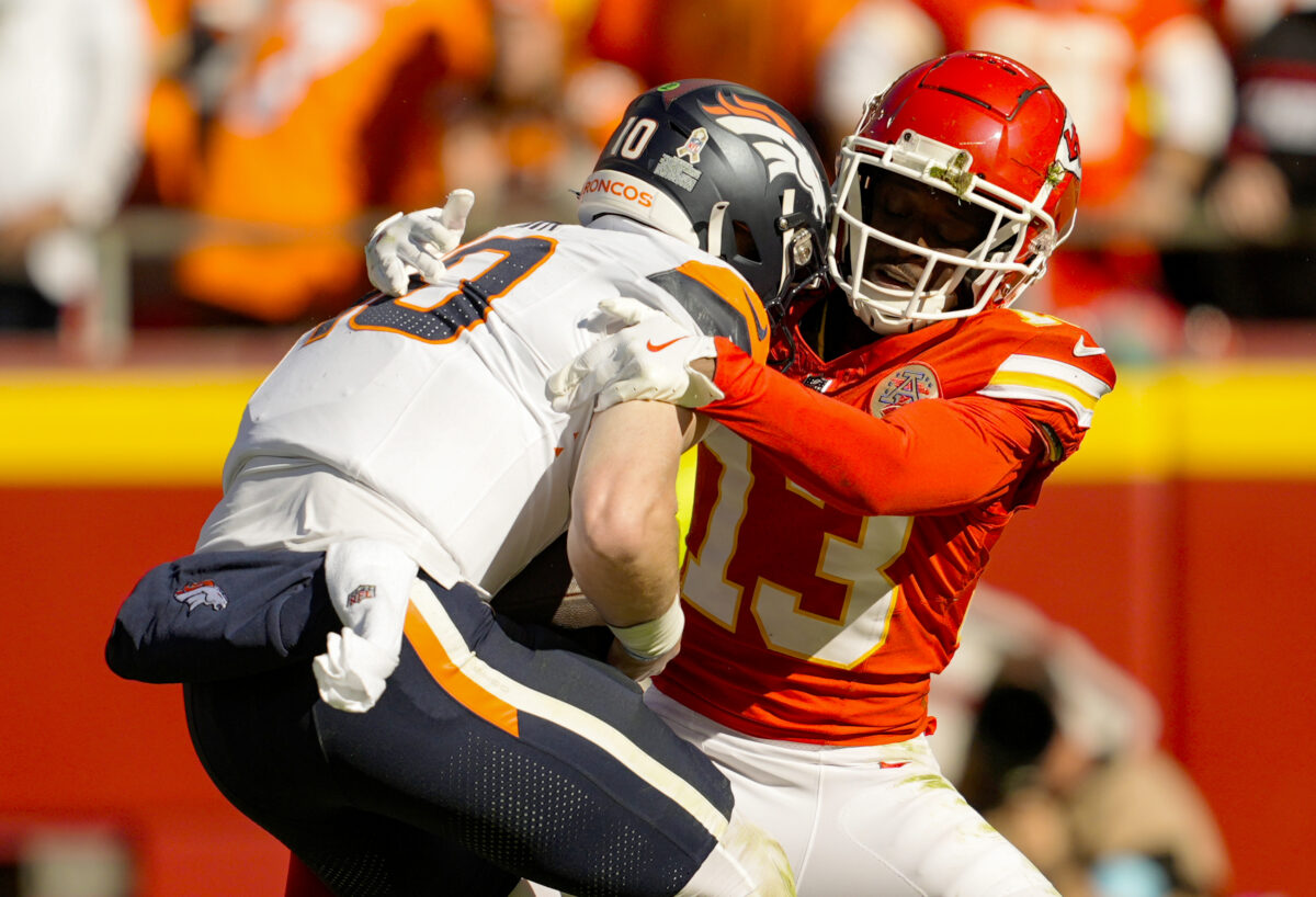 Chiefs vs. Broncos: Rising DB sacks Bo Nix in first quarter