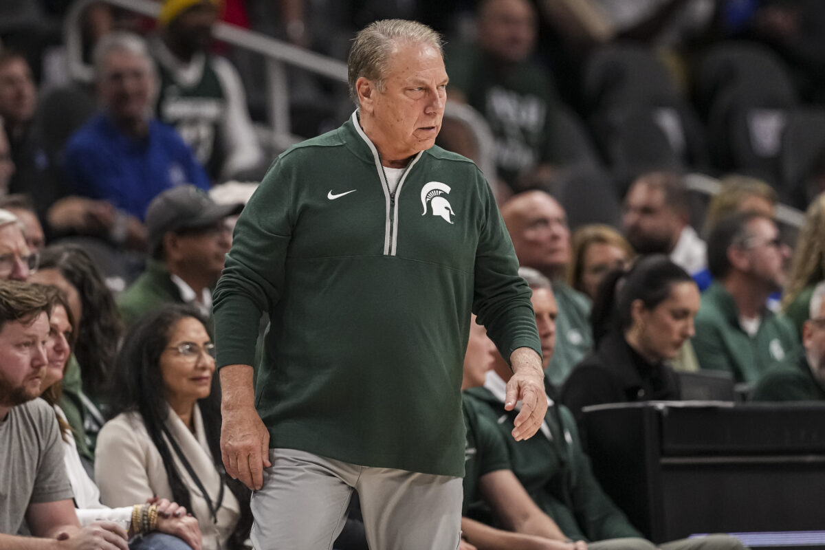 Tom Izzo talks to the media after practice on Thursday