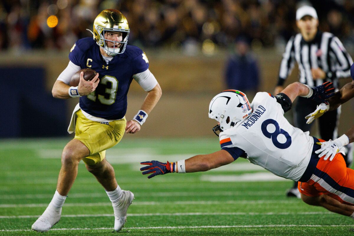 Notre Dame up two spots in AP Top 25 after rolling against Virginia