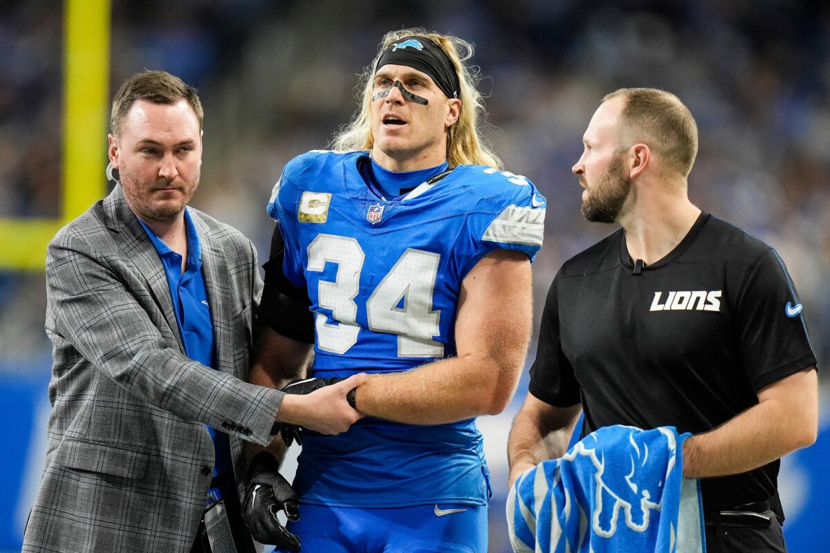 Alex Anzalone thanks fans for the support after the Lions LB broke his forearm