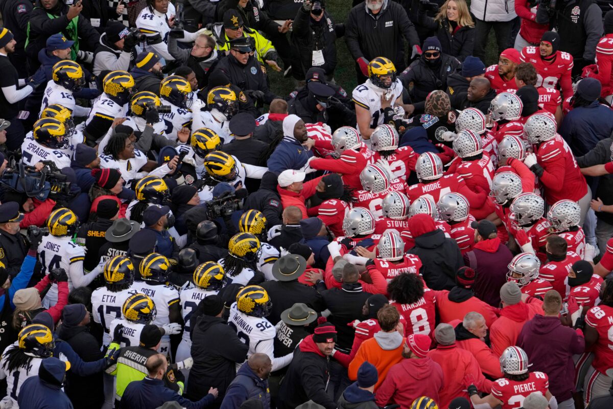 WATCH: Tempers flare after Ohio State loses to Michigan in postgame brawl