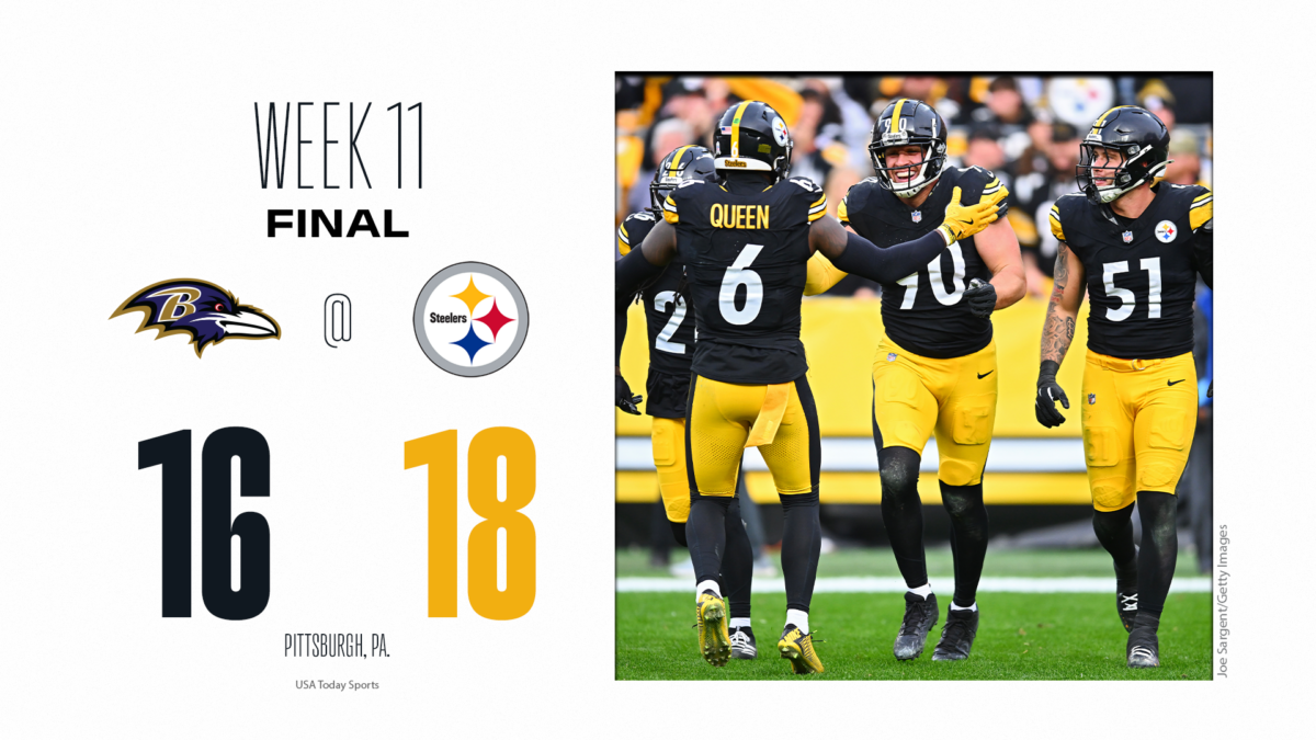 Ravens fall to 7-4 as offense sputters in 18-16 loss to Steelers in Week 11